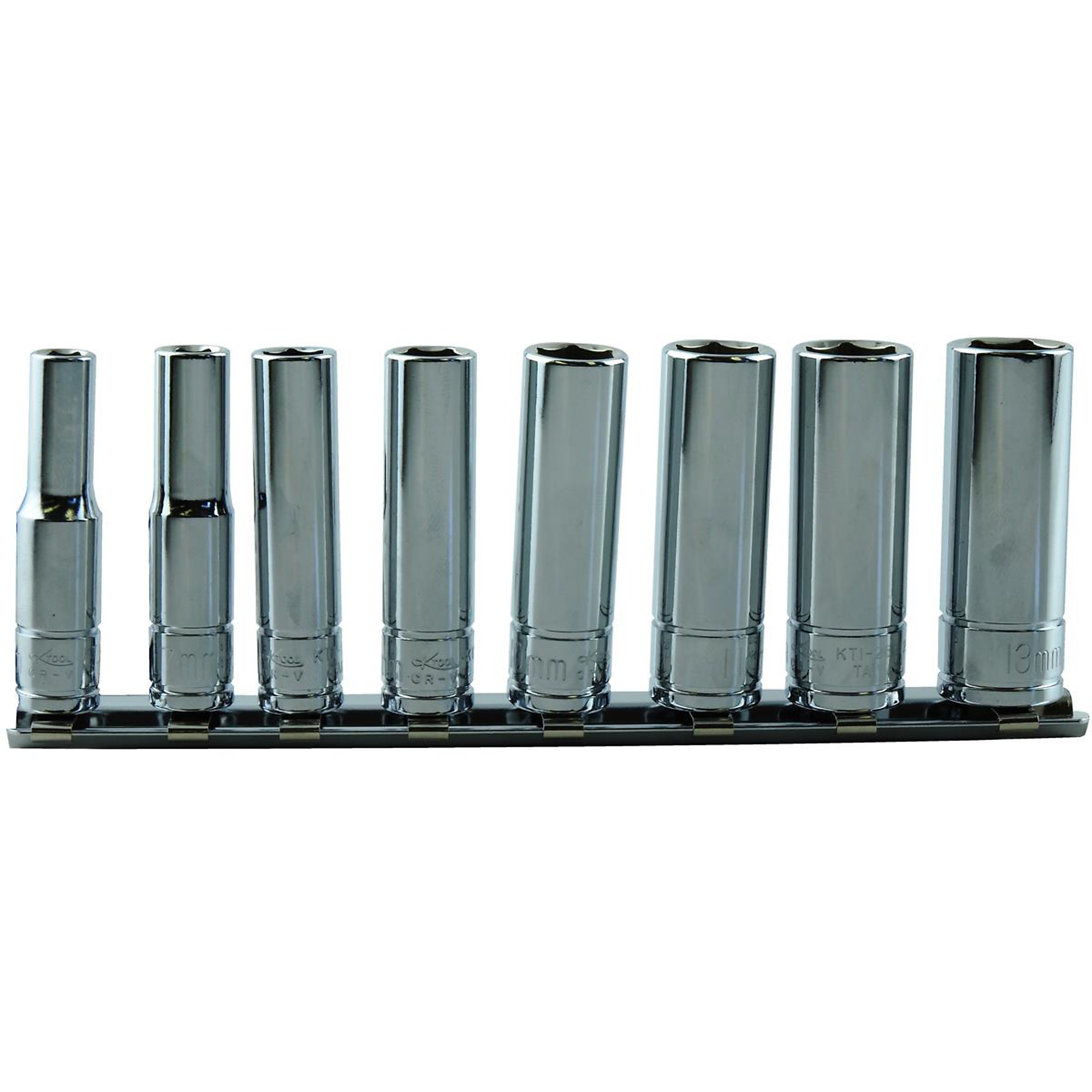 K-Tool International 8-Piece Deep Socket Set — 1/4in. Drive, Metric, Chrome Vanadium Steel, Model# KTI26200